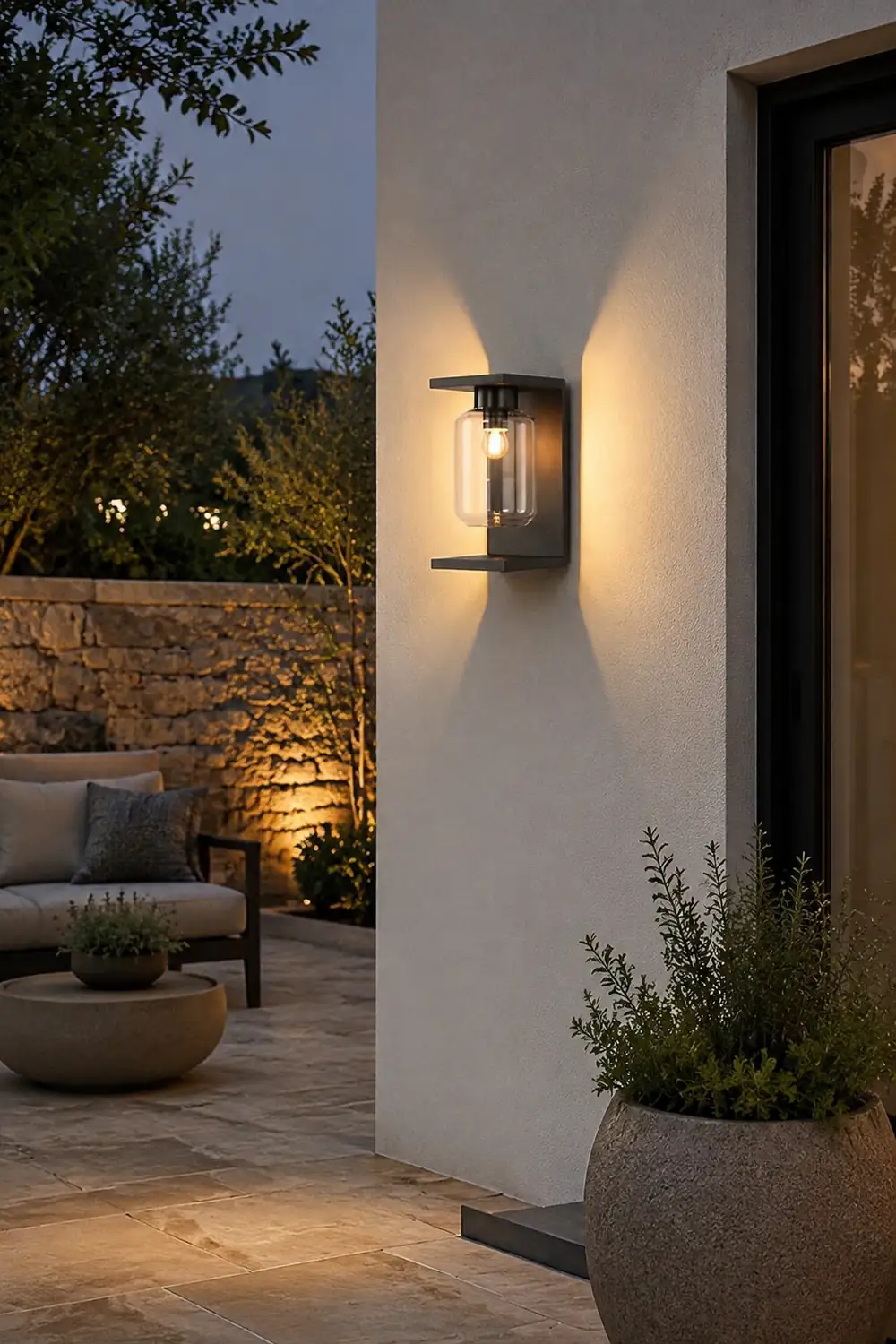 Outdoor Waterproof LED Glass Black Modern Solar Wall Lights with Remote复制 - Lumpaz