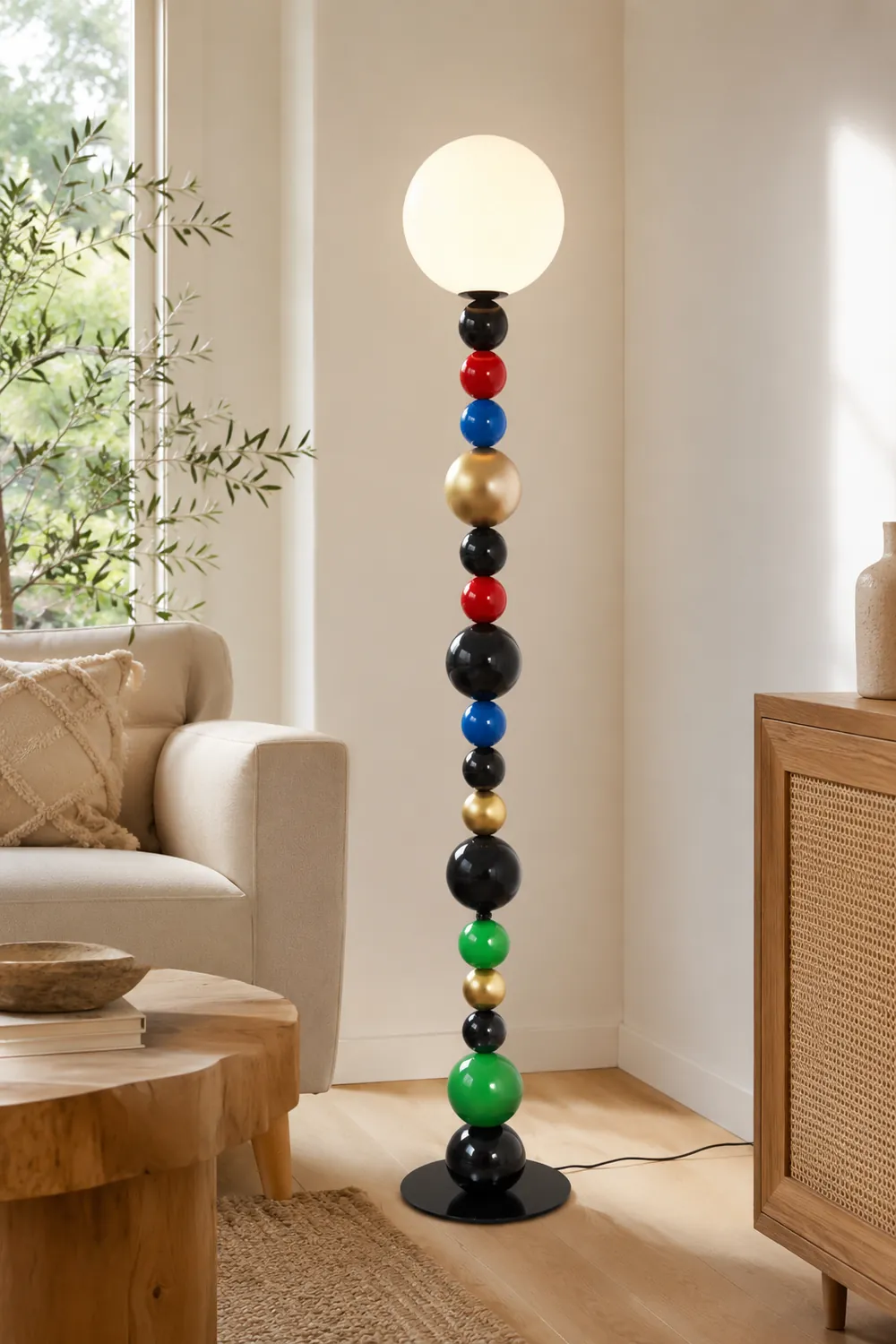 Morandi  Modern Ball Metal Colorful  Floor Lamp, Red/Green - Lumpaz
