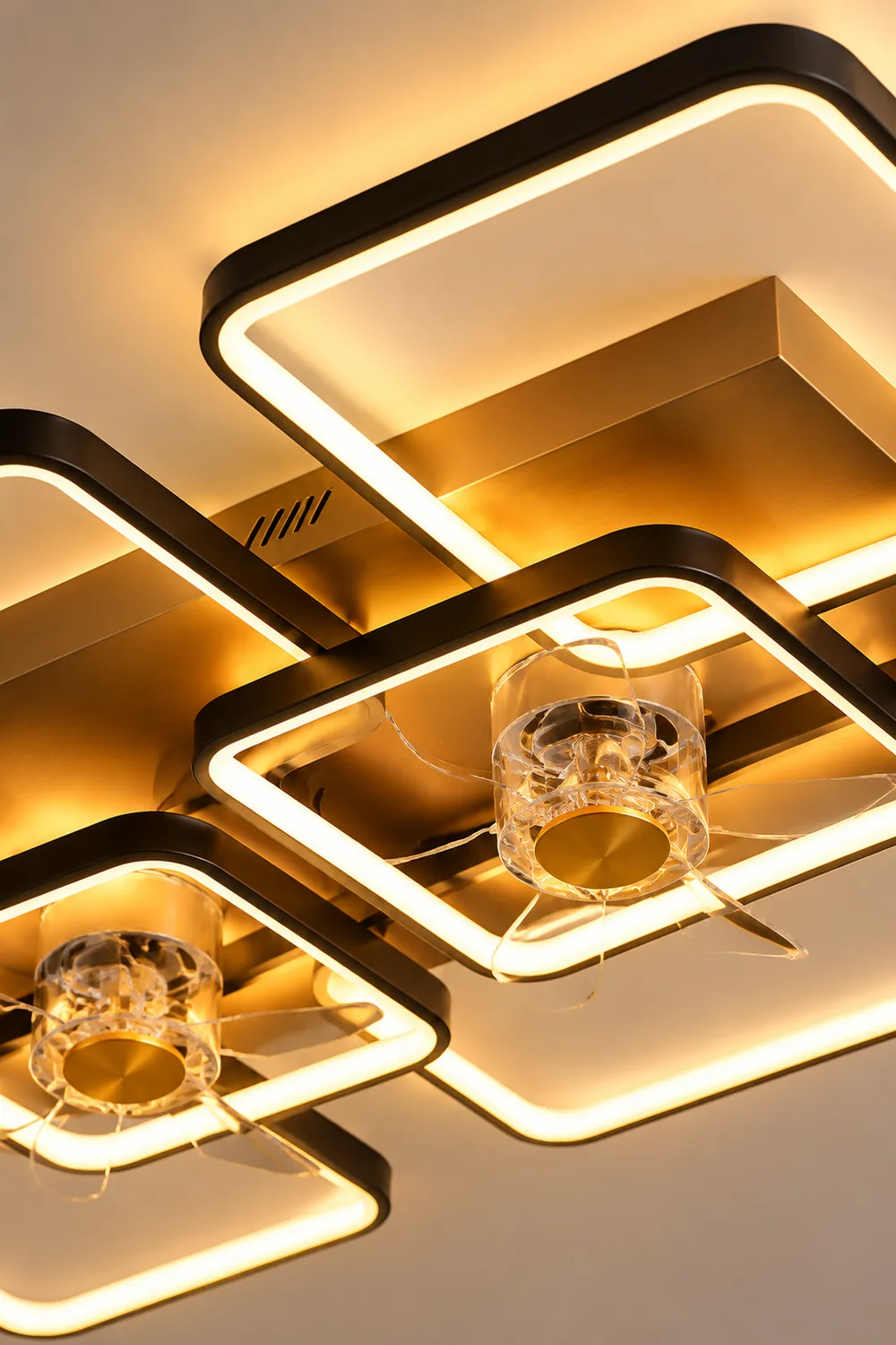 Lacey Rectangular Ceiling 2-Fans with Light, 2 Color, 18"/22"/36"/42" - Lumpaz