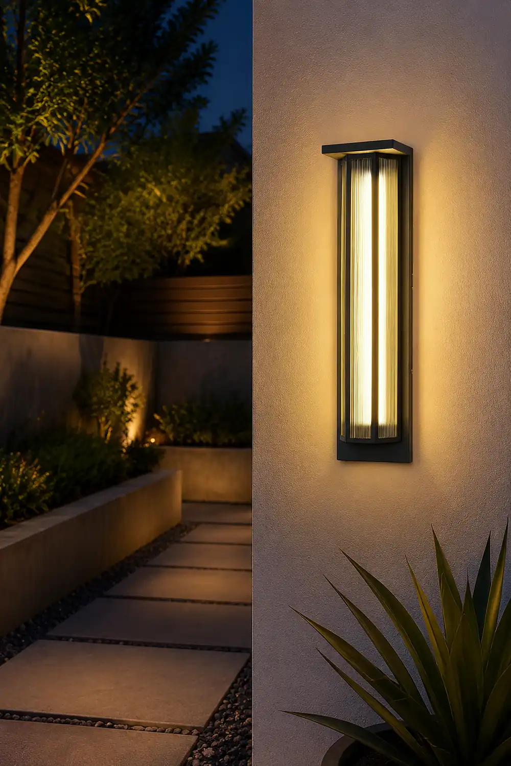 Vintage Rectangular Acrylic LED Outdoor Solar Wall Lights - Lumpaz
