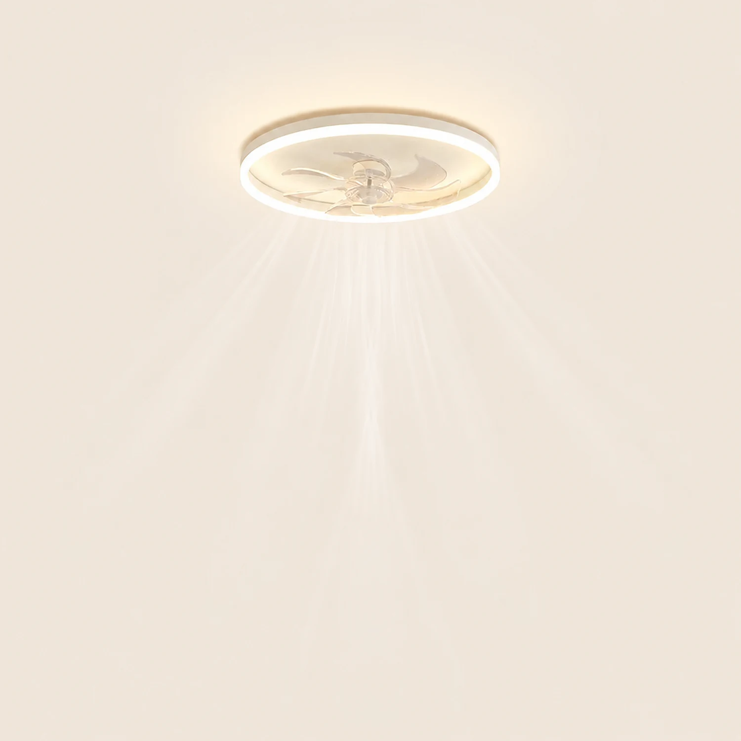 Edge 7-Blade Ring White Ceiling Fan with Light, DIA 16"/20"/24" - Lumpaz