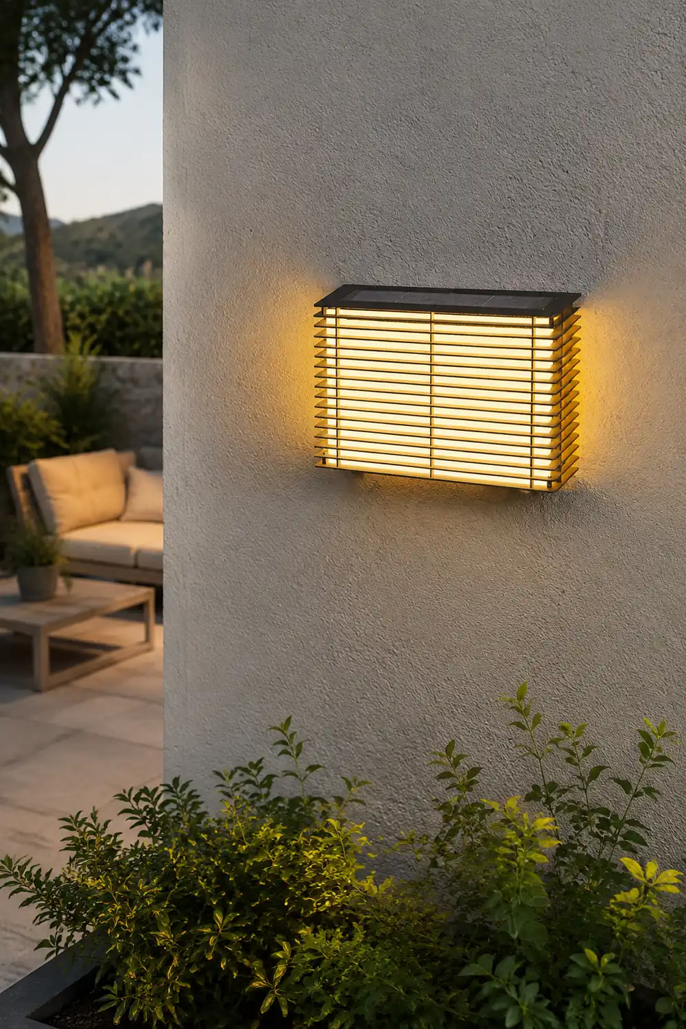 Waterproof Square Grids Stainless Steel Black Modern Solar Wall Lights - Lumpaz