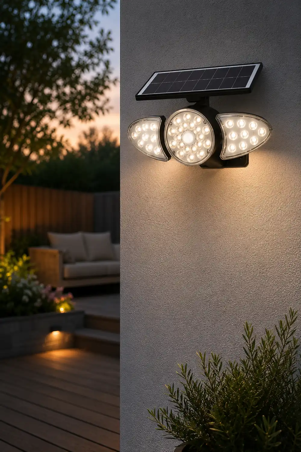 Solar Motion Security Light 3-Head Wall Fixture with Motion Sensor复制 - Lumpaz