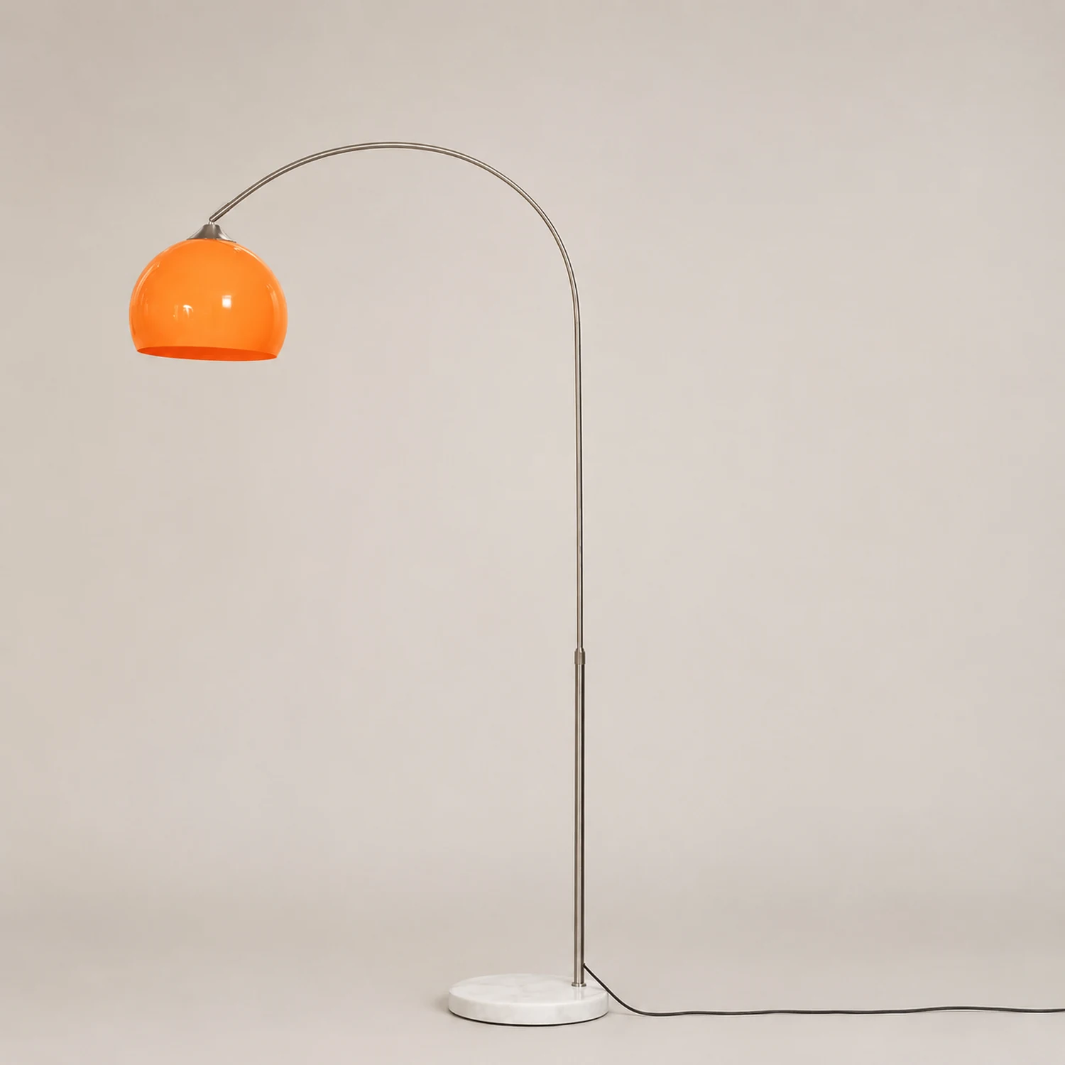 Salgado Floor Arc Lamp, Tall Floor Light, Modern, Orange/ White - Lumpaz
