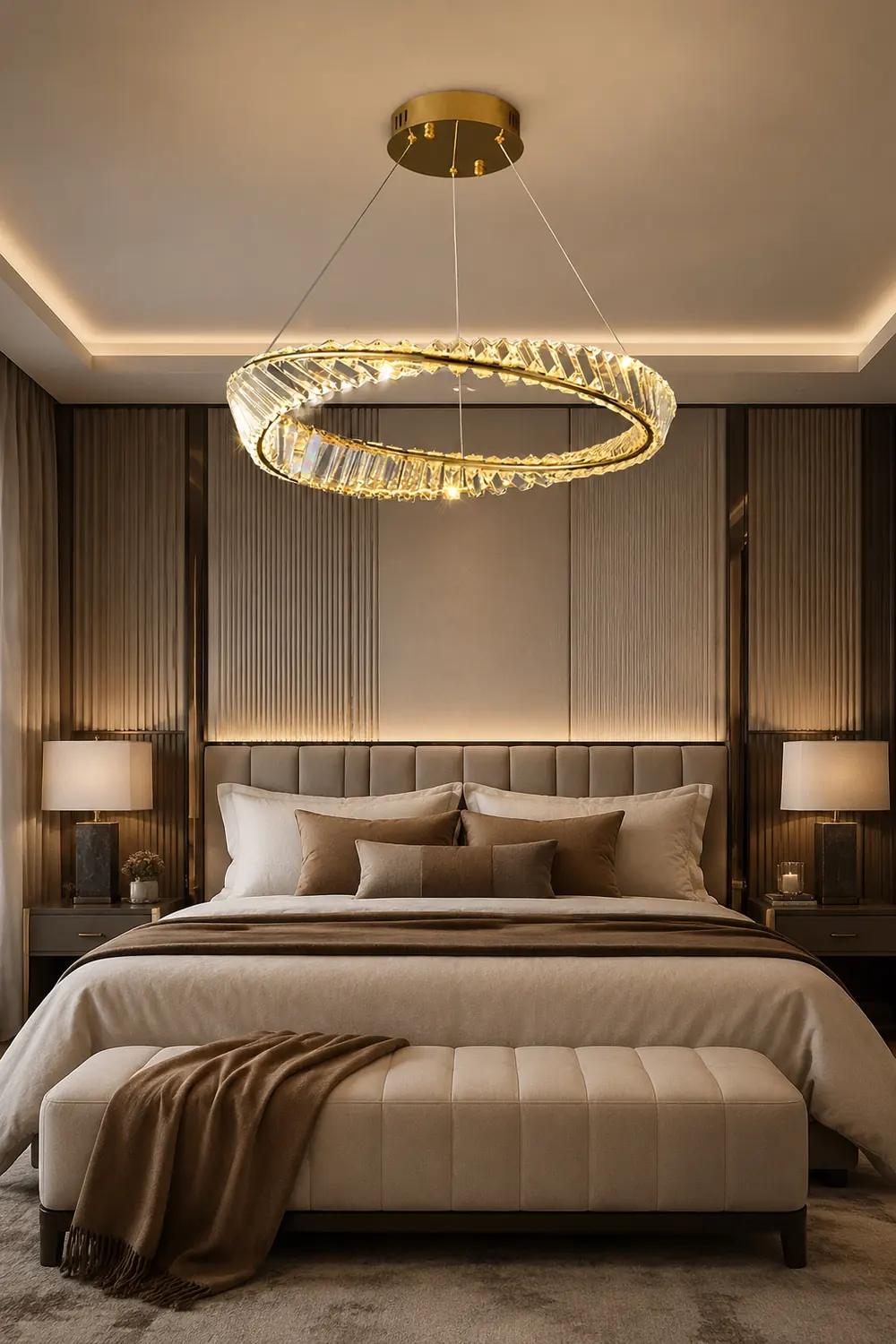 Kirsten Modern Luxury Round Metal/Glass Chandelier, Gold - Lumpaz