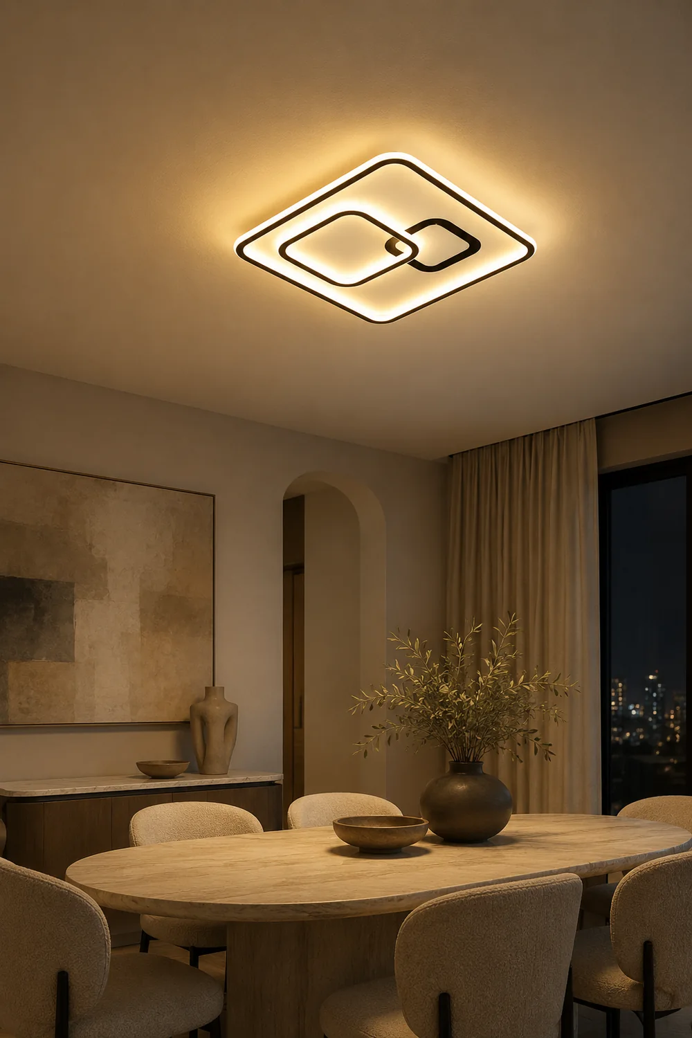 Lacey Linear Square Black Flush Mount Ceiling Light - Lumpaz