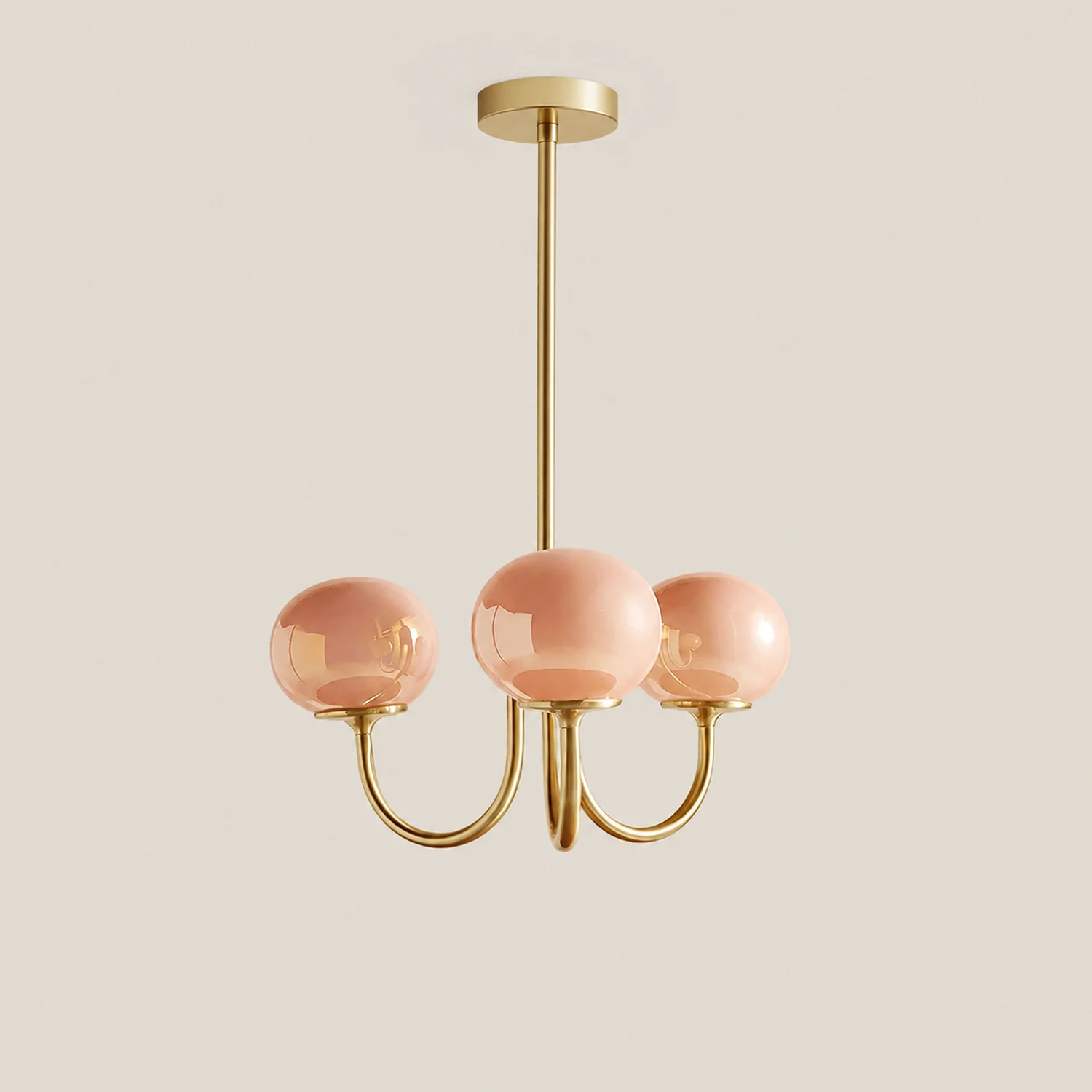 Hailie Retro Art Deco Globe Chandelier, White/Pink/Beige - Lumpaz