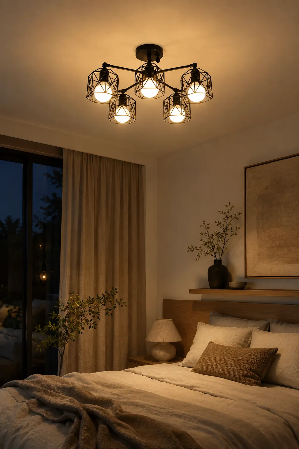 Herbert Black Semi-Flush Mount Ceiling Light - Lumpaz