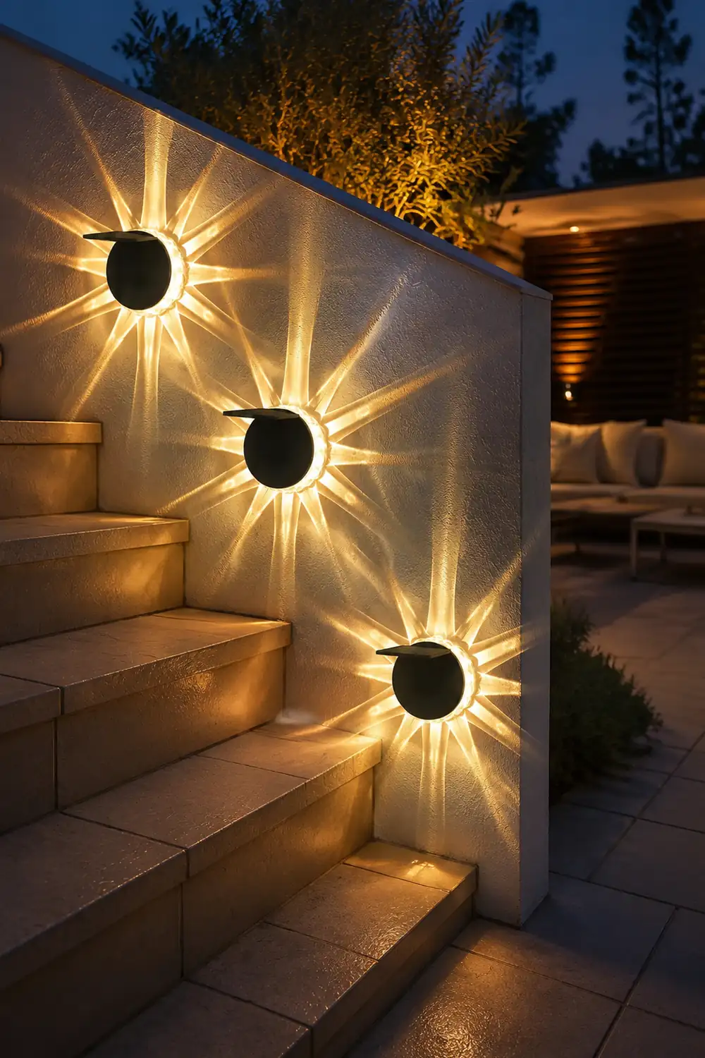 Round 9 LED Solar Petal Wall Light 3 Mode with Remote Outdoor Wall Sconce Lamp Waterproof Wall Mount Lighting - Lumpaz