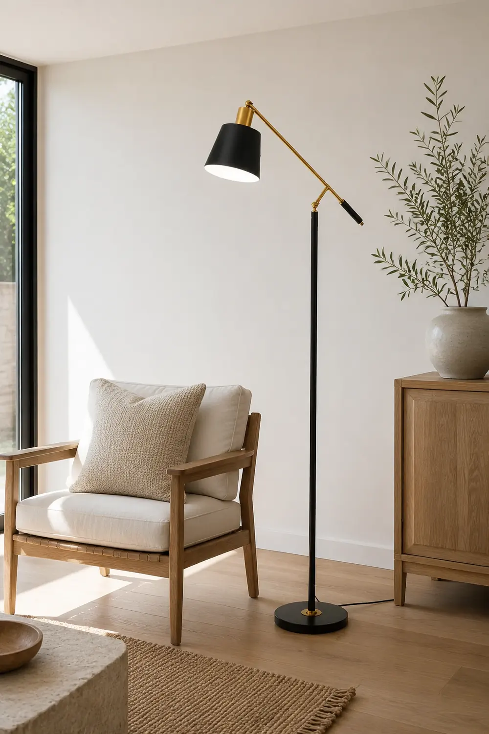 Salgado Modern Balance Arm Black Floor Lamp, Black - Lumpaz