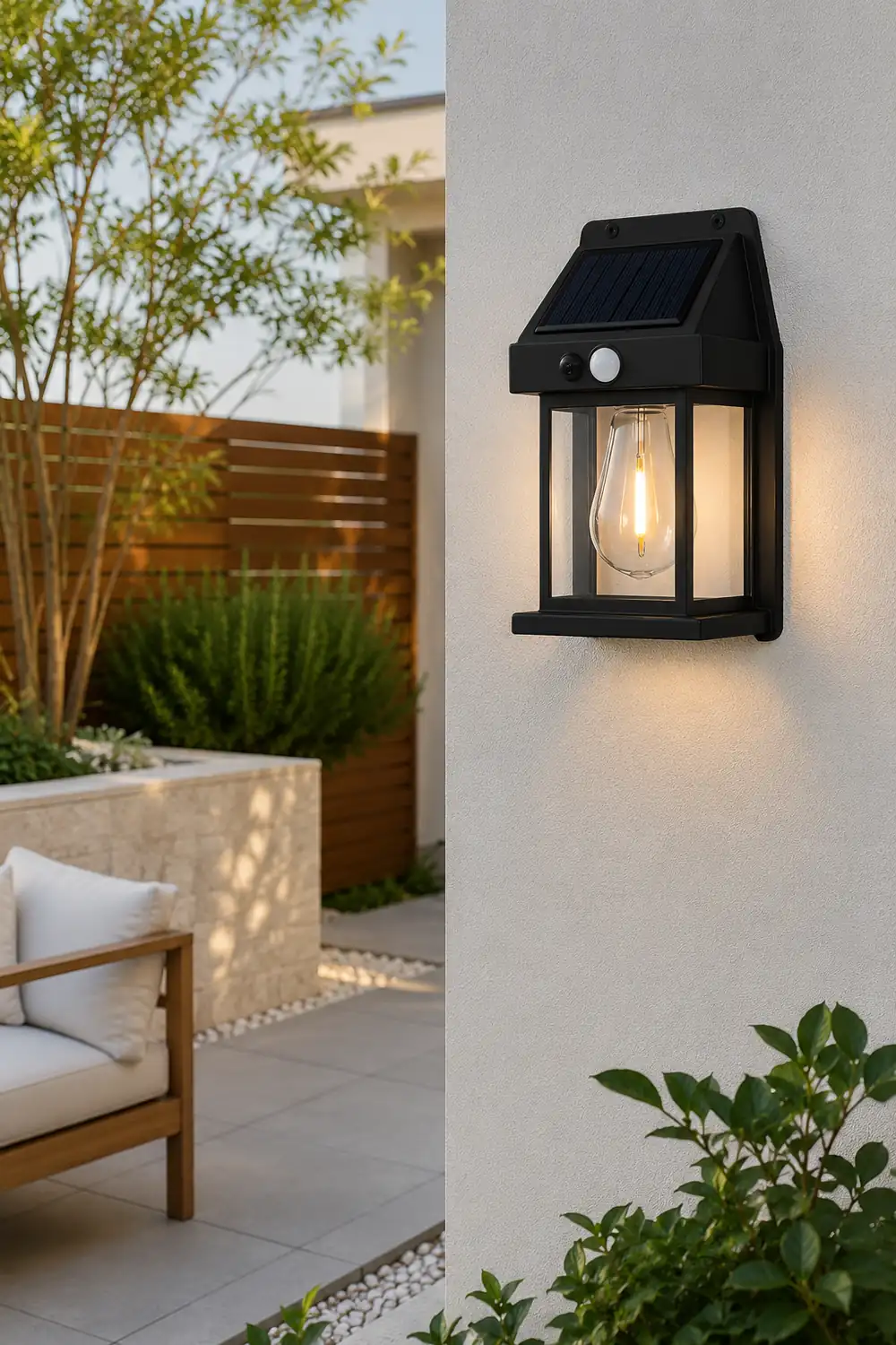 Waterproof Tungsten Bulb Intelligent Three Modes Modern Solar Wall Lights - Lumpaz