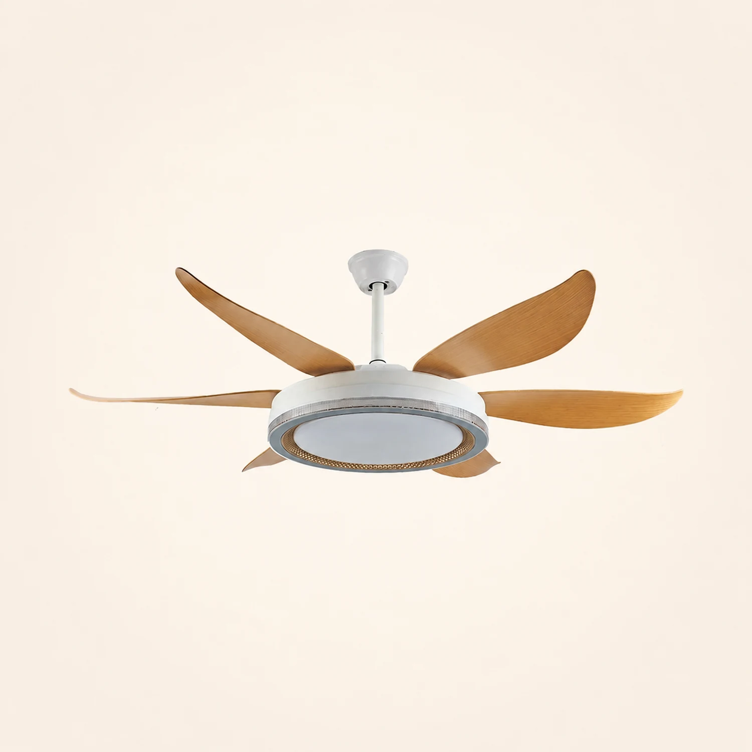 Haydn 6-Blade DC Ceiling Fan with Light, White & Wood - Lumpaz