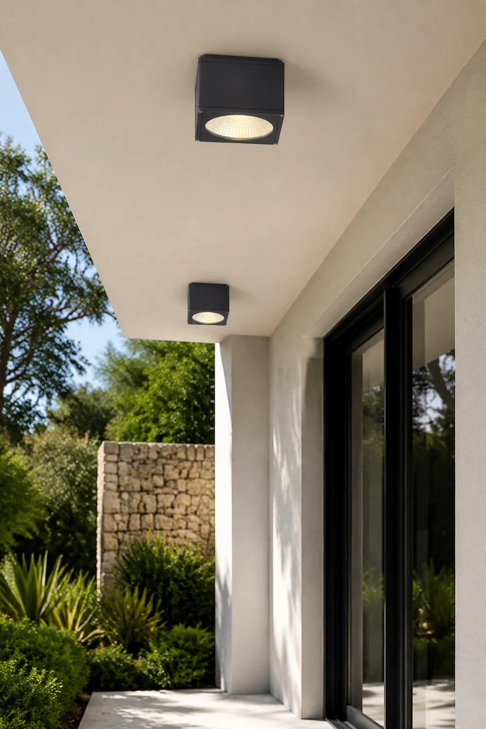 Orr Modern Black Rectangualr Flush Mount Ceiling Light, Metal/Glass - Lumpaz