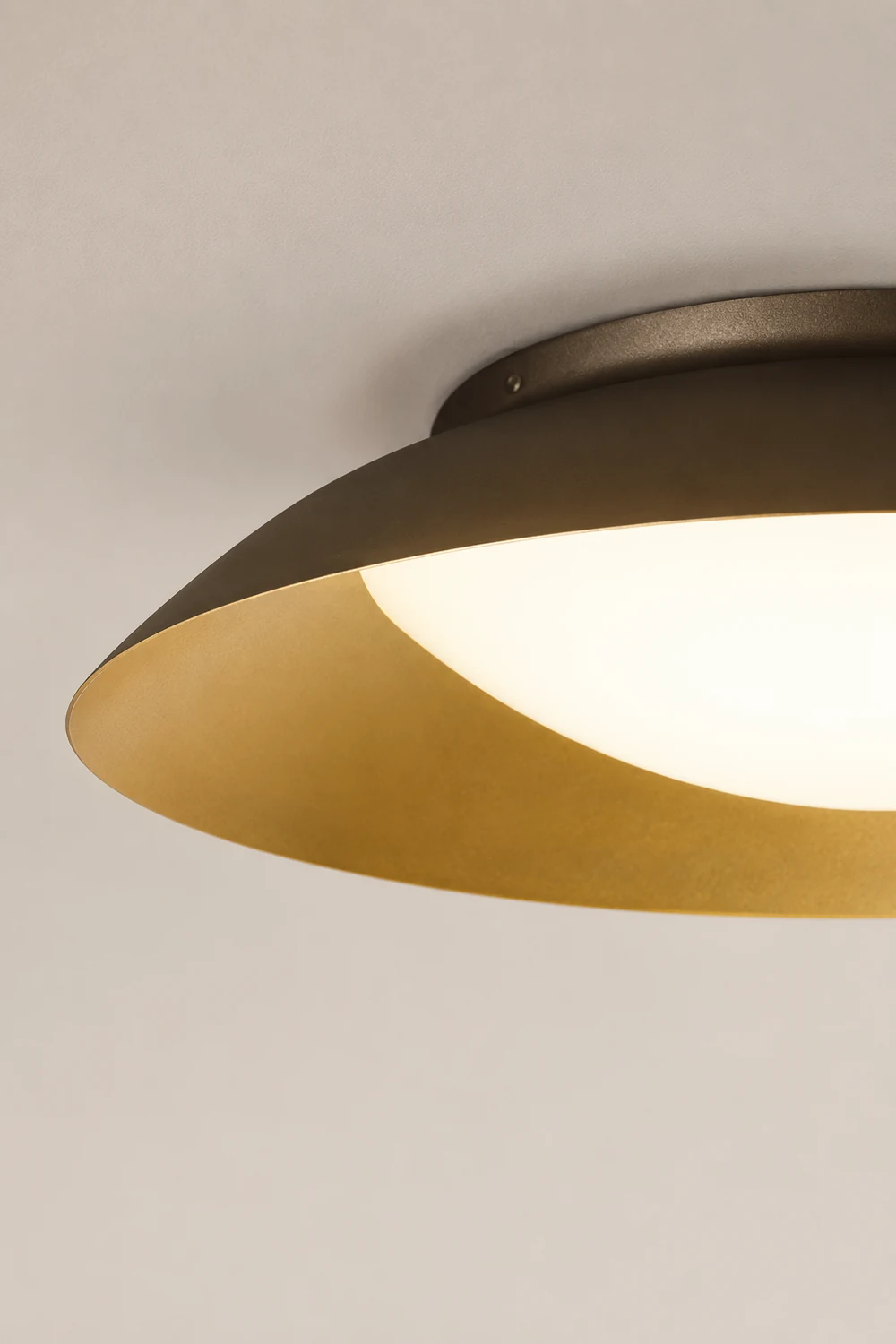 Carins Round Metal Flush Mount Ceiling Light, Brass - Lumpaz