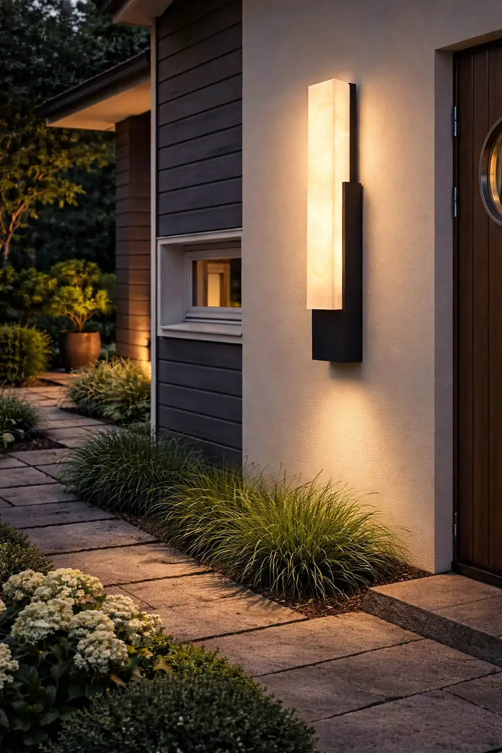 Waterproof Imitation Marble Shade LED Black Modern Outdoor Wall Light复制 - Lumpaz