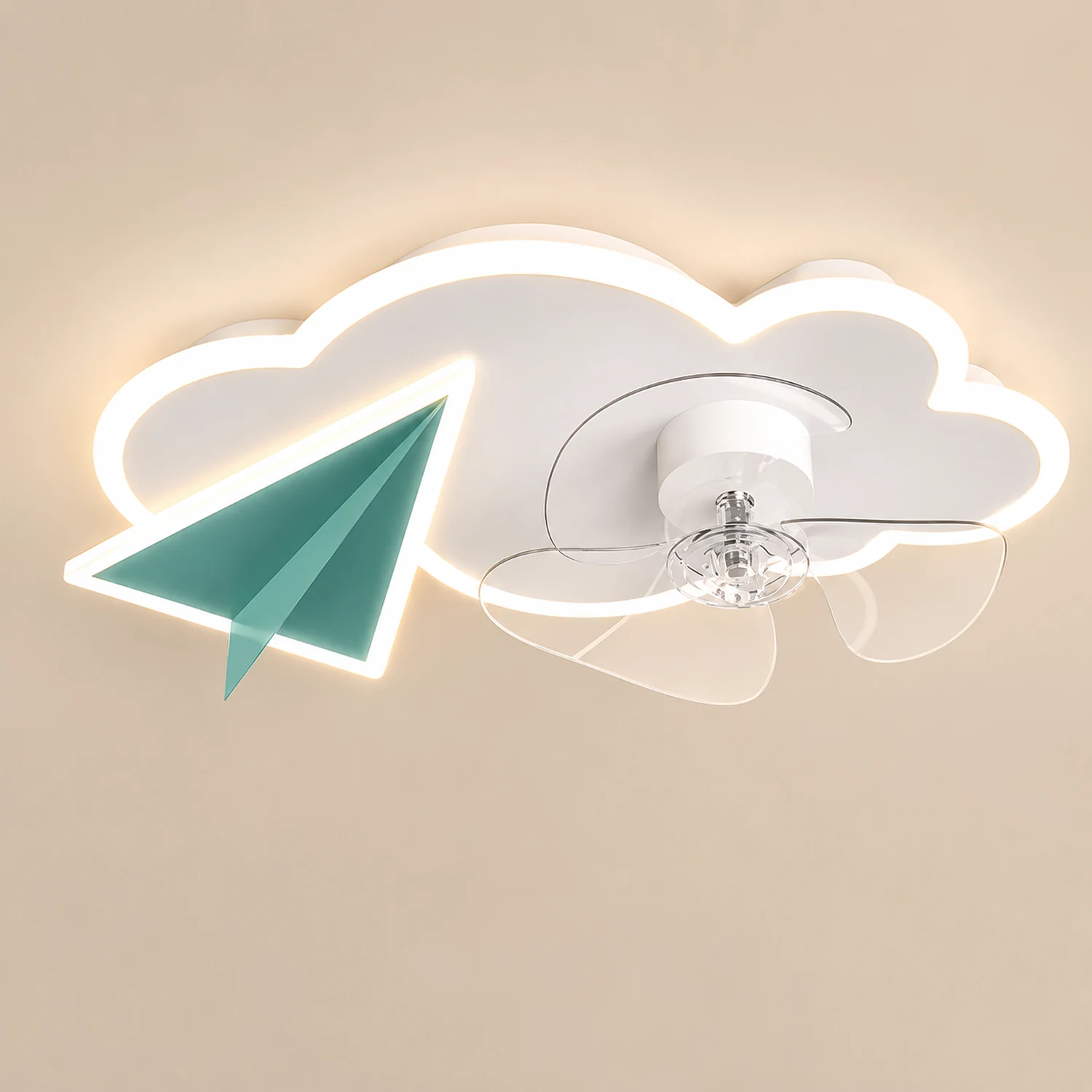 Minori Cloud & Plane Ceiling Fan With Light, 2 Colors, L 20.8''/22.8" - Lumpaz