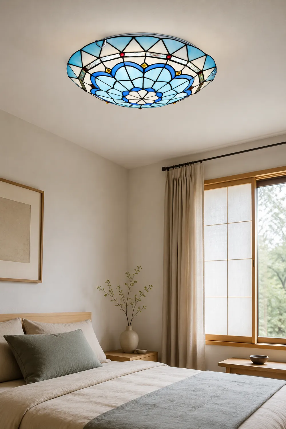 Eryn Flush Mount Glass Colorful Ceiling Light, Bedroom - Lumpaz
