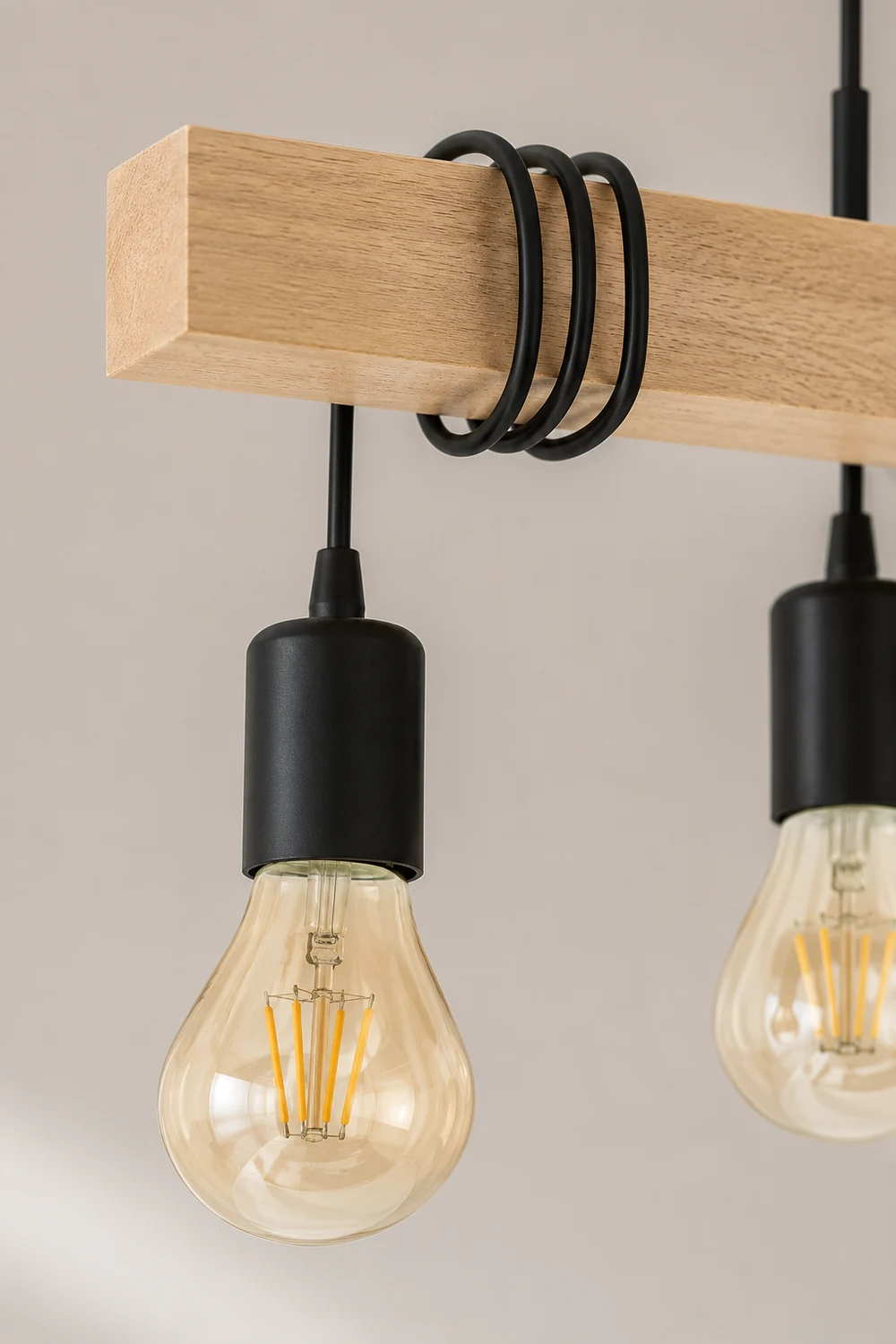 Alessio Rustic Linear Wood Pendant Light, Black, 4 Heads - Lumpaz