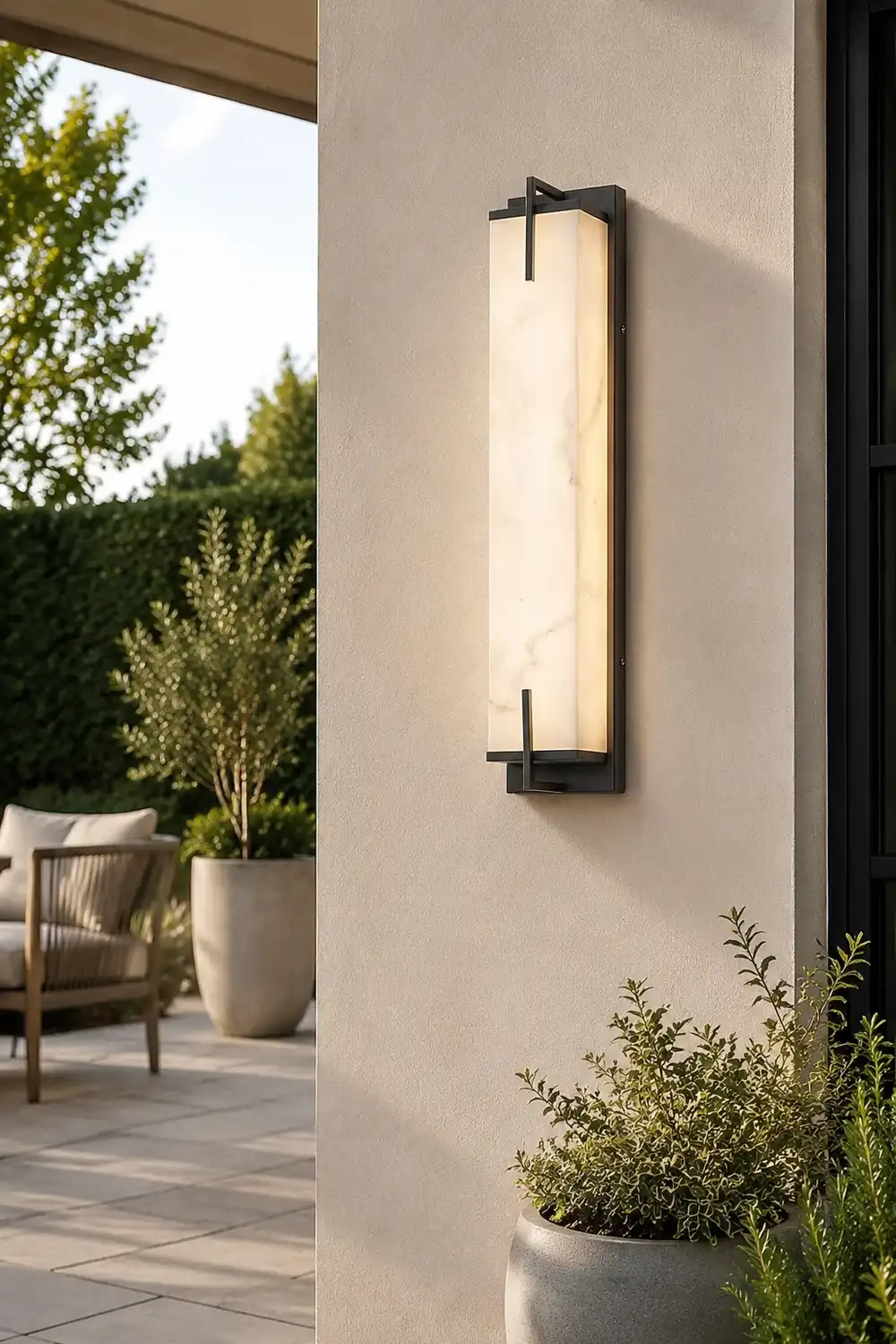 Resin Rectangular Waterproof LED Black Modern Outdoor Sconce Lighting - Lumpaz