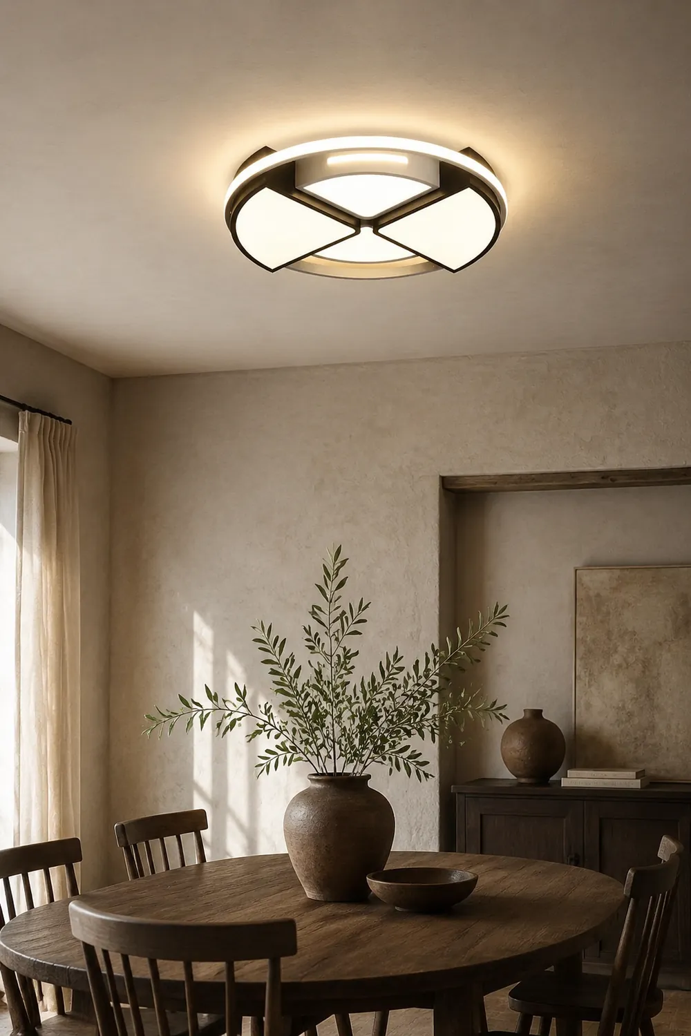 Quinn Modern Round Flush Mount Ceiling Light, Black&White - Lumpaz