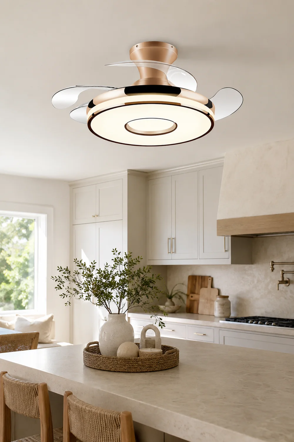 Quinn Ceiling Fan with Light, 2 Color, L 35.8"/42.5"/48" - Lumpaz