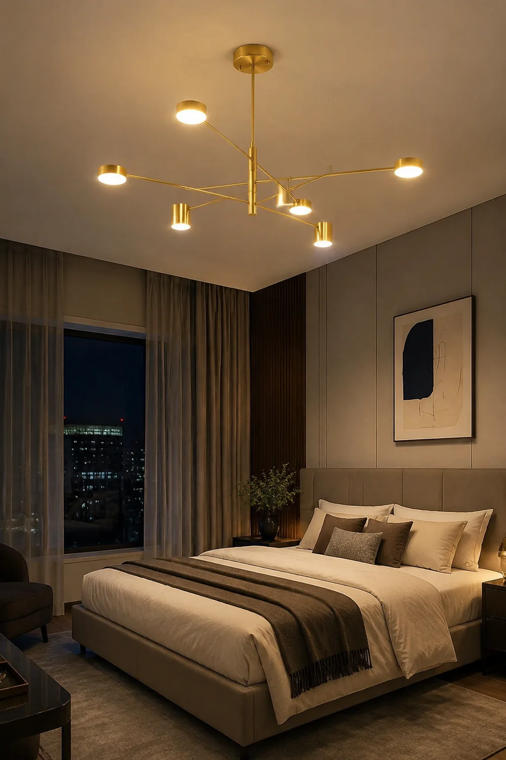 Weiss Pendant Light Branch Industrial, Metal, Black/Gold, Bedroom - Lumpaz