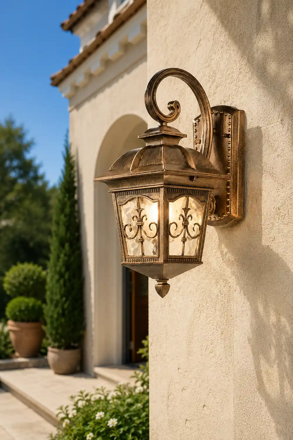 Waterproof Retro Elegant LED Glass European Style Outdoor Wall Lights - Lumpaz