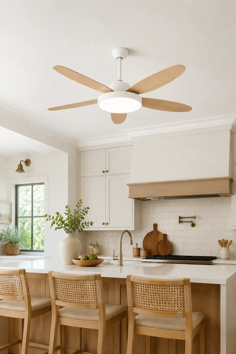 Haydn 5-Blade White & Black  DC Ceiling Fan with Light, Summer, 47.2''/51.2''/55.1'' - Lumpaz