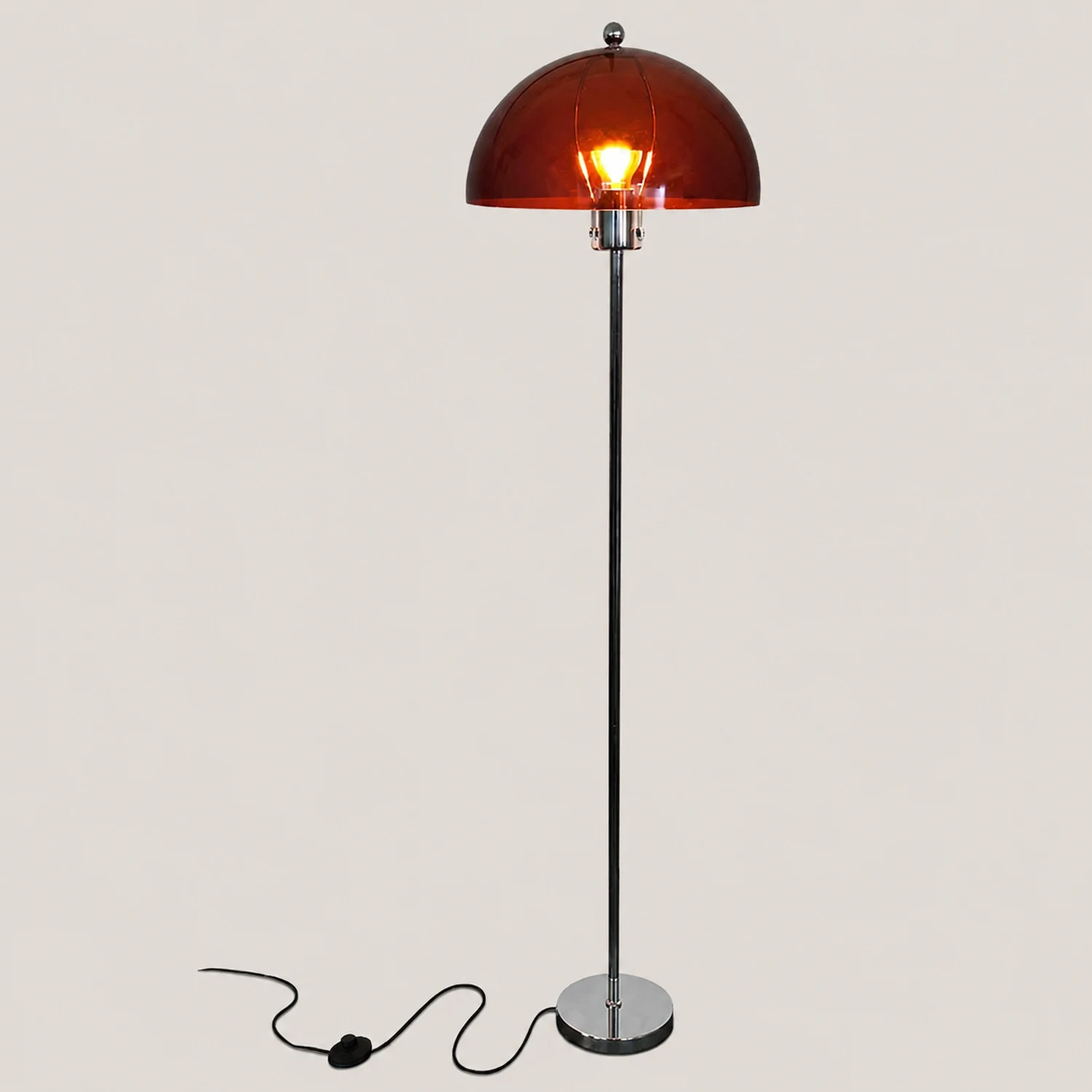 Levy Floor Lamp Round Tree Retro, Glass LED, Transparent, Living Room - Lumpaz