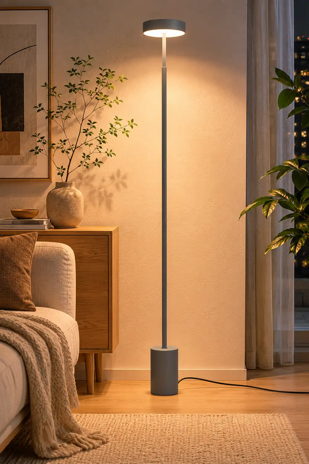 Edge Floor Lamp Linear Modern/Minimalist, Black/White/Gray, Bedroom - Lumpaz