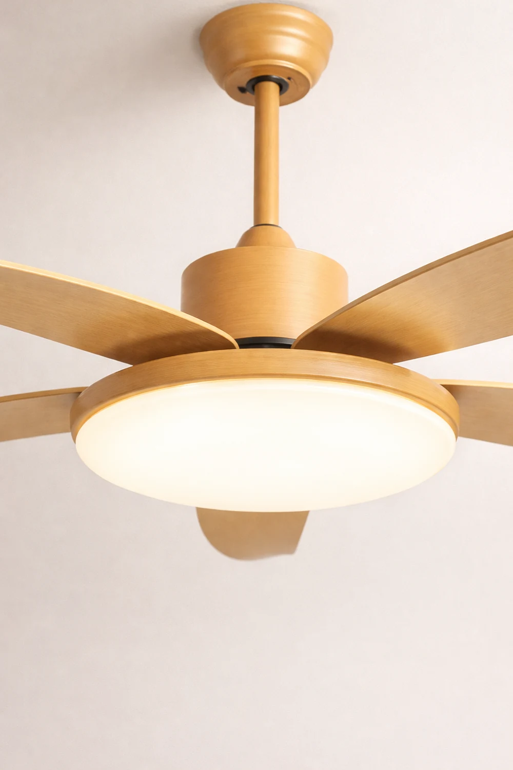 Haydn 5-Blade DC Ceiling Fan with Light, Wood Color, Summer, 40''/47'' - Lumpaz