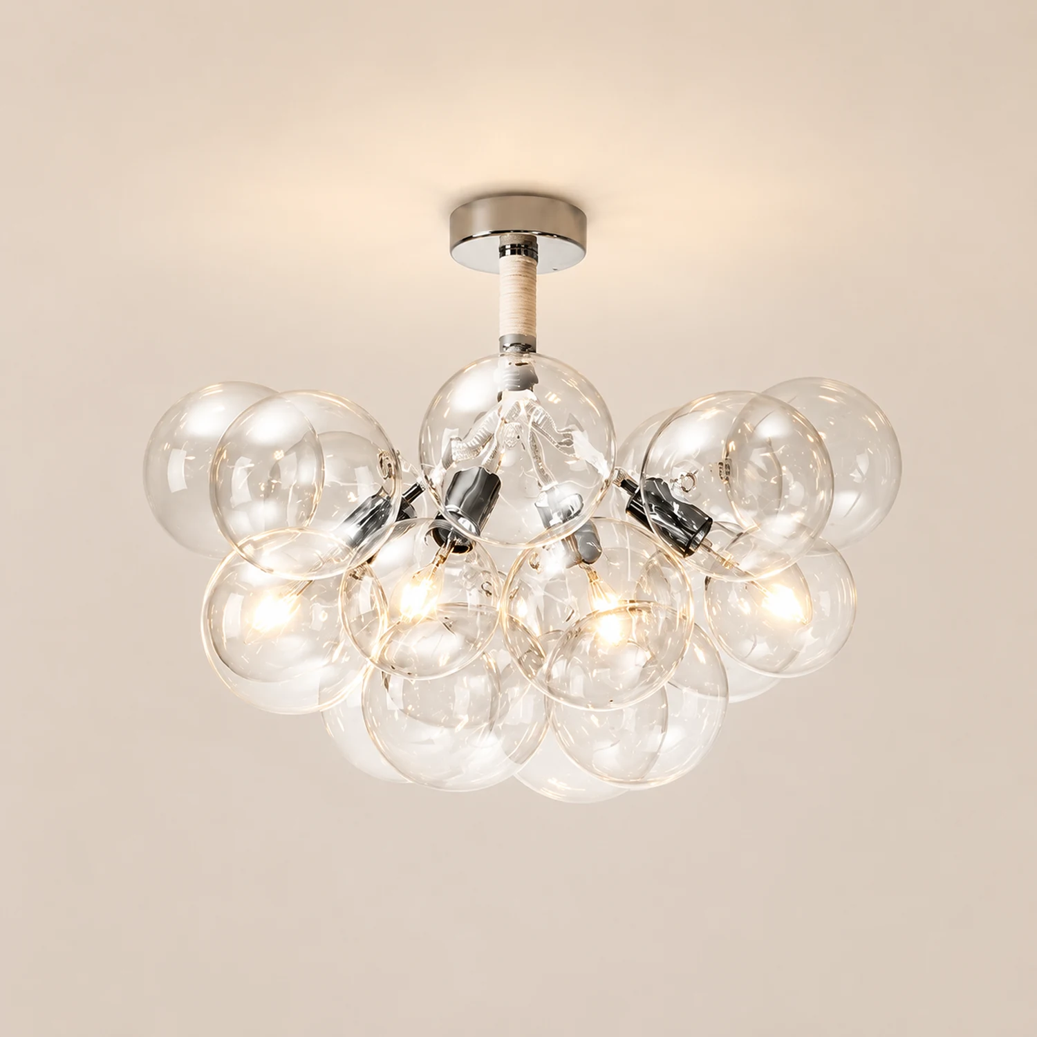 Valentina Modern Multi Globe Acrylic Ceiling Light, Gold/Chrome - Lumpaz