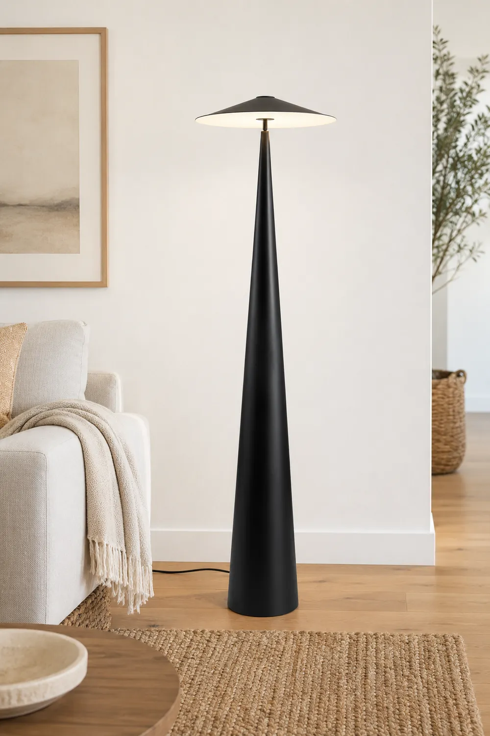 Salgado Modern Saucer Shaped Metal Floor Lamp, Black - Lumpaz