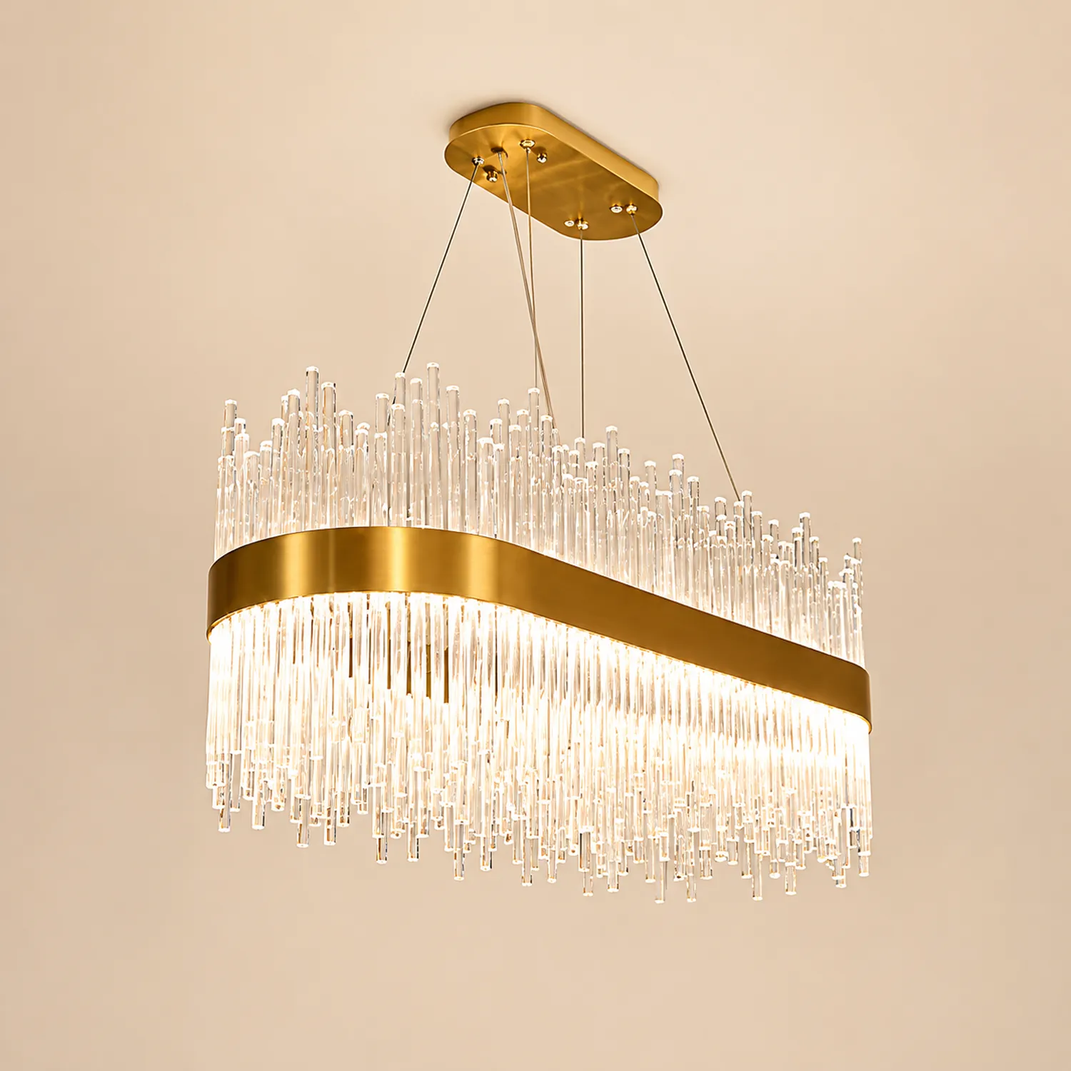 Marilyn Modern Round/Rectangular Chain Chandelier, Gold - Lumpaz