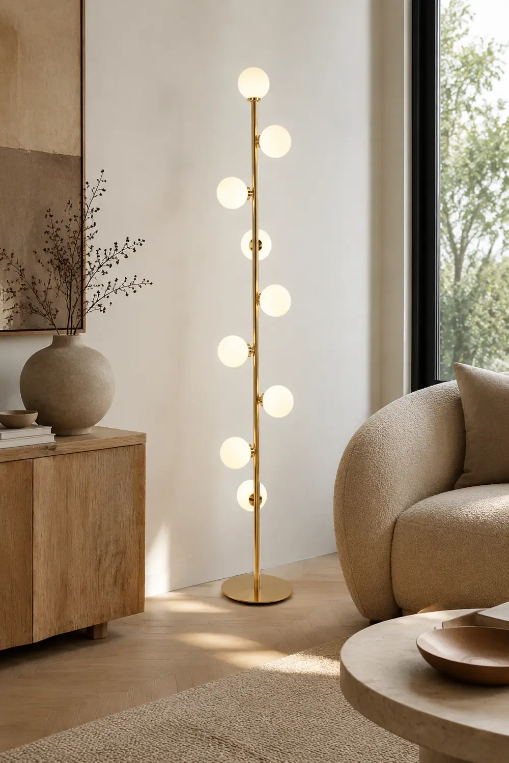 Valentina Globe Glass Slim Floor Lamp, Living Room - Lumpaz
