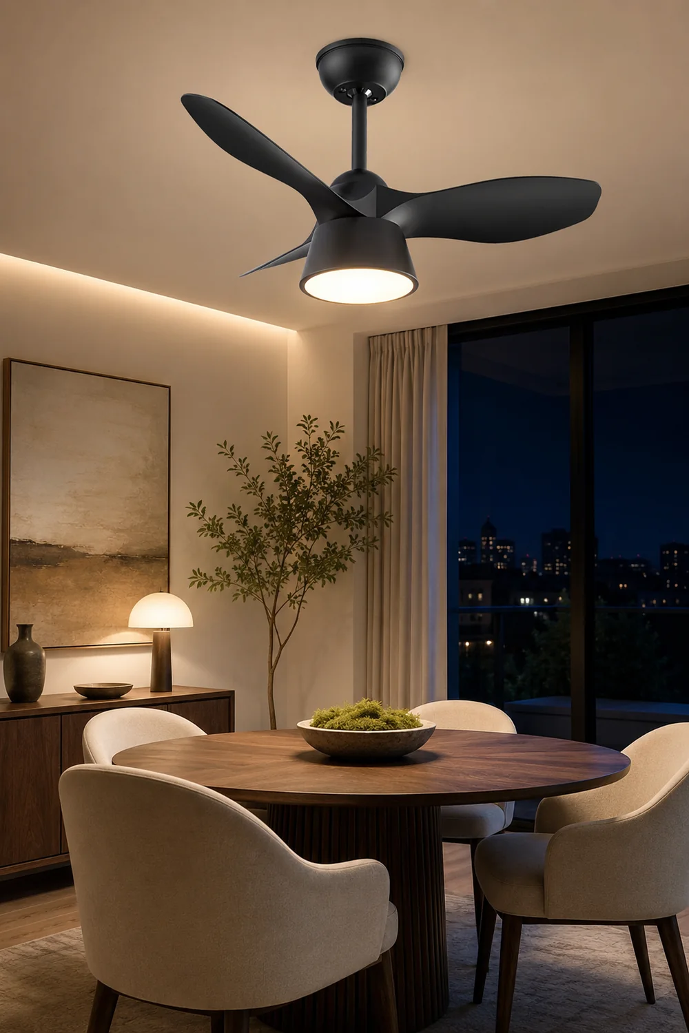 Walters Ceiling Fan with Light, 3 Color, 31.5" - Lumpaz