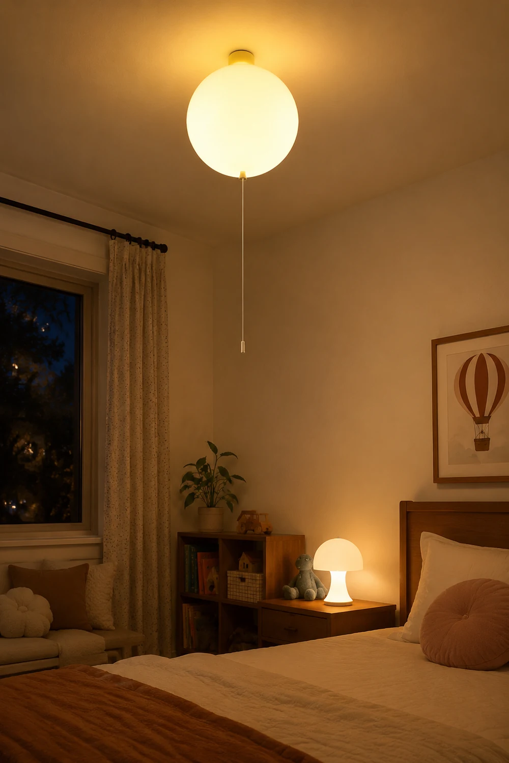 Fateh Glossiness Ceiling Light Balloon Flush Mount Ceiling Light, Bedroom - Lumpaz