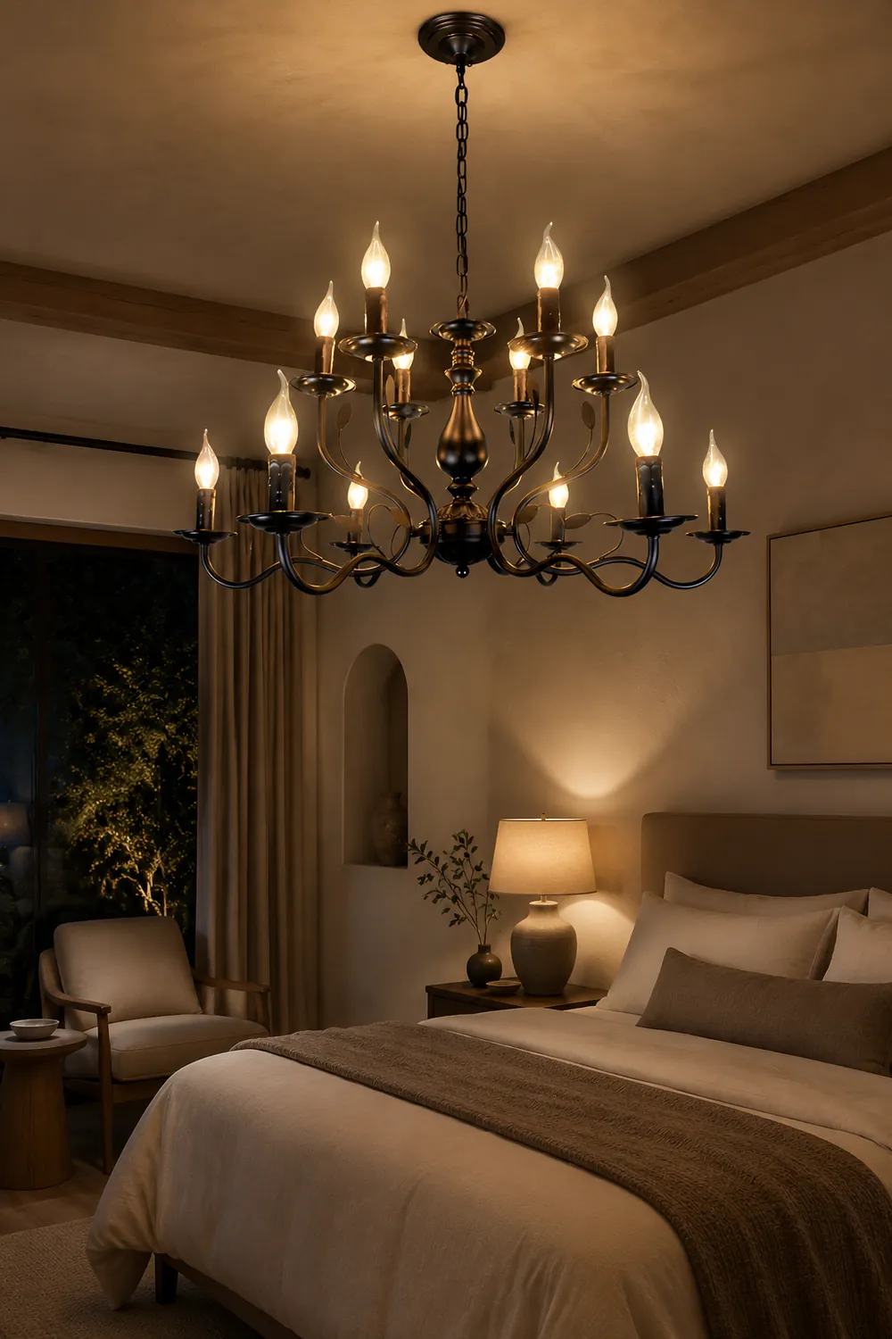Silva Transitional Candle Chain Chandelier, Black - Lumpaz