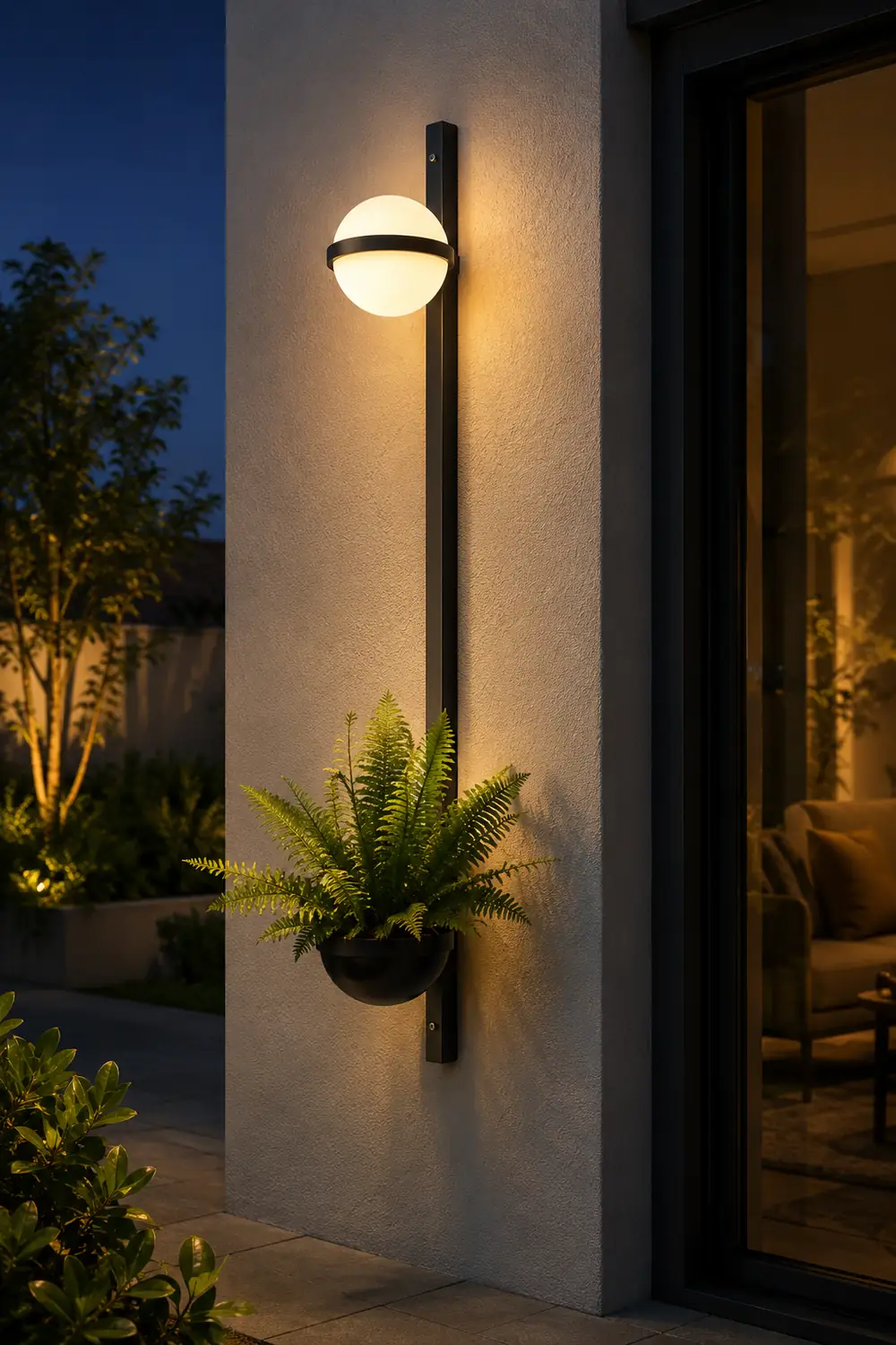 Creative Flowerpot Ball Waterproof LED Black Modern Outdoor Wall Light - Lumpaz