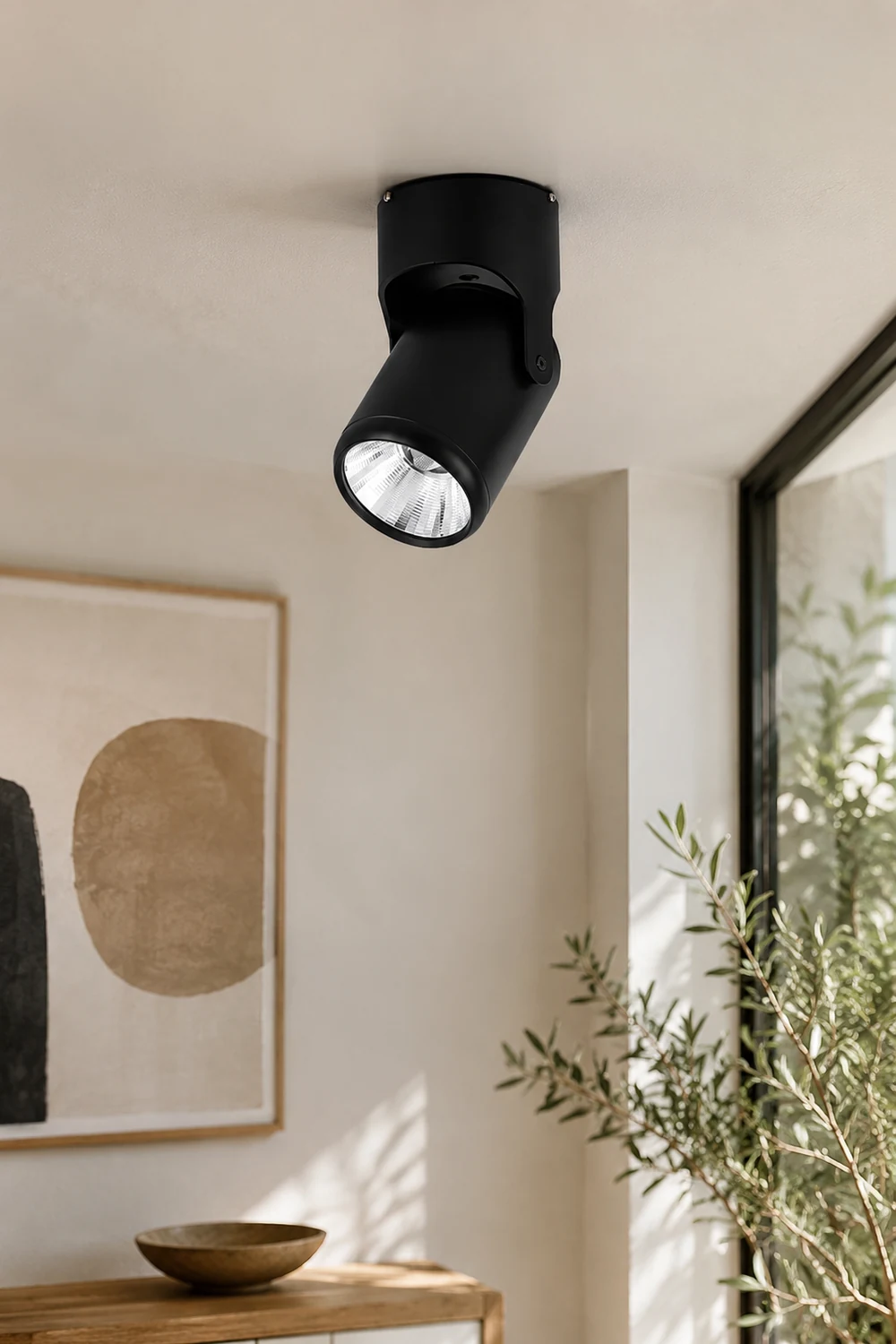 Novak Simple Rotatable Flush Mount Ceiling LED Spotlight, Black/White - Lumpaz