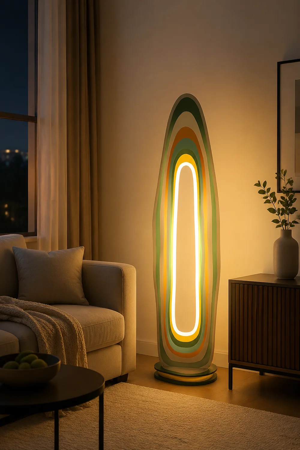 Salgado Floor Lamp Postmodern/Artistic, Acrylic, Multicolor, Bedroom - Lumpaz