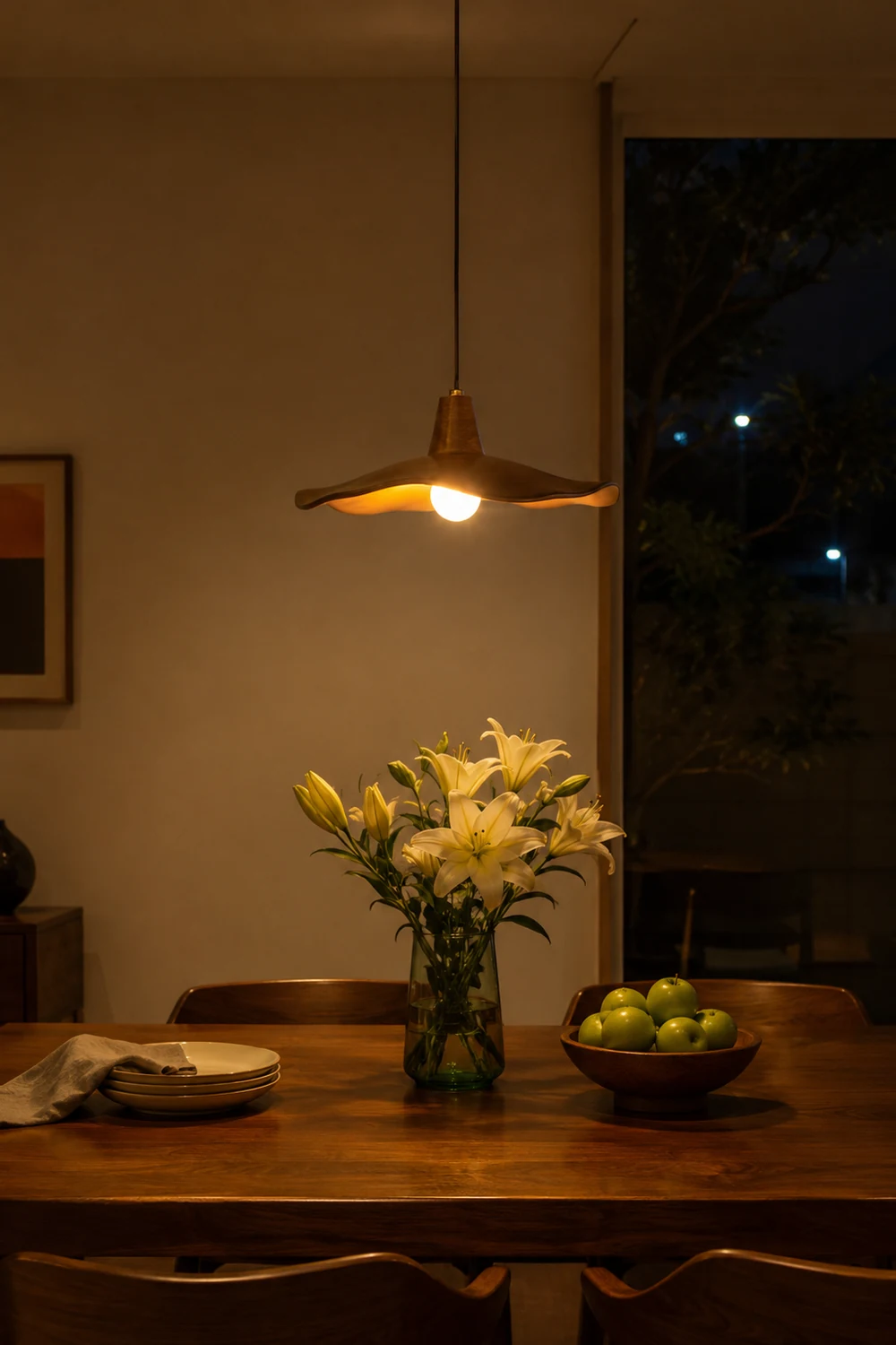 Carins Pendant Light Wave Retro, Mahogany/Resin, Dining Room - Lumpaz