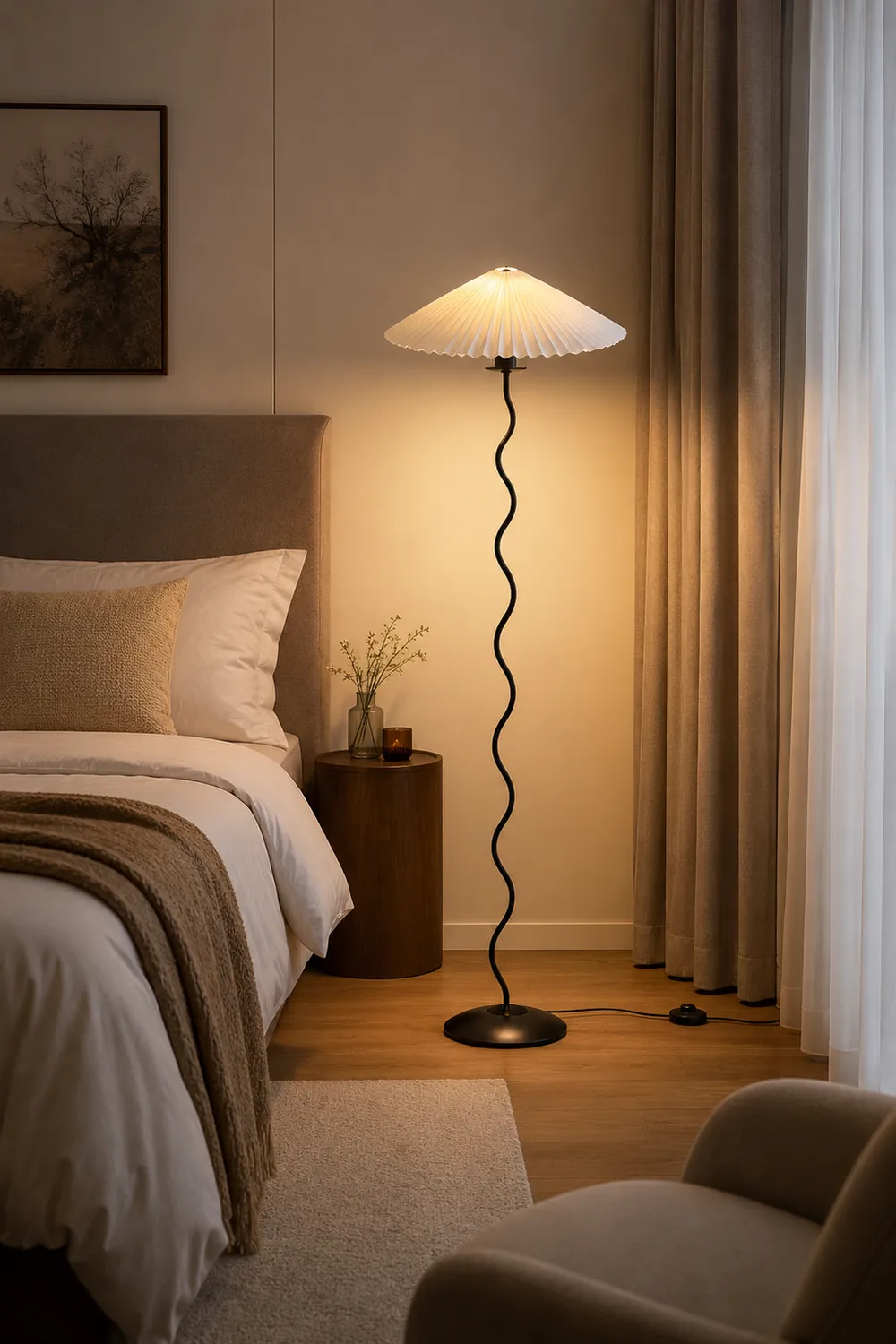Renée Modern LED Mushroom Floor Lamp Metal Bedroom/Living Room - Lumpaz