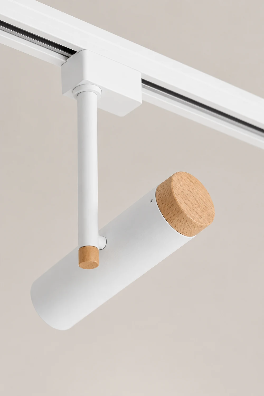 Freja Nordic Minimalist Flush Mount Spotlight with Wood Cap, Black/White/Gray - Lumpaz