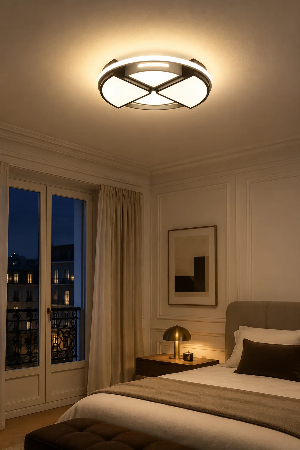 Quinn Modern Round Flush Mount Ceiling Light, Black&White - Lumpaz