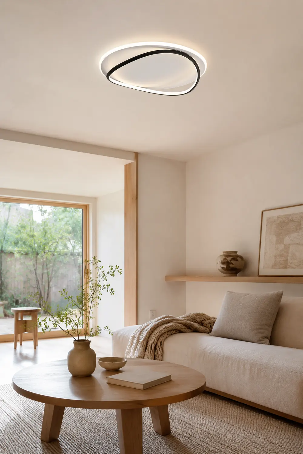Quinn Flush Mount Ceiling Light Ring Modern, Black/White, Dining Room - Lumpaz