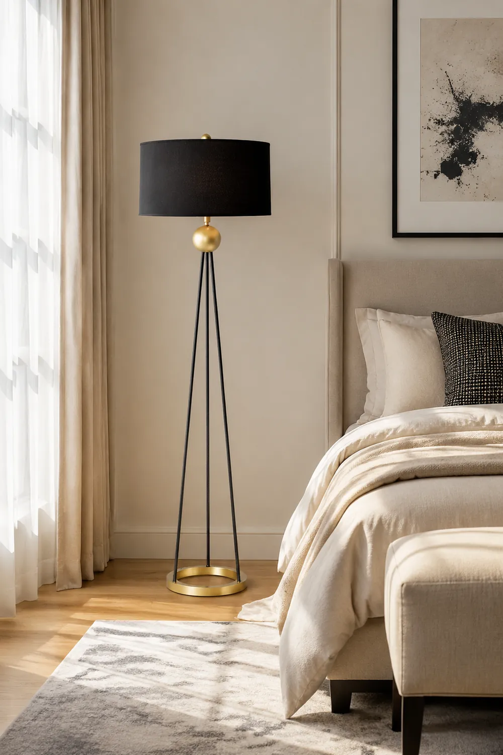 Salgado Modern Tripod Metal Floor Lamp, Black - Lumpaz