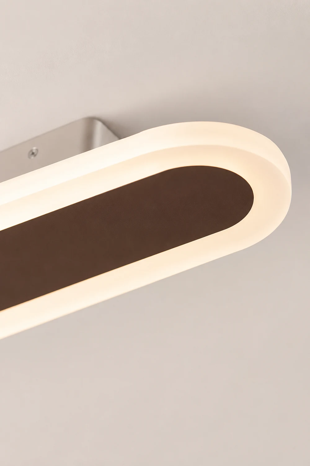 Edge Minimalist Oval Linear Metal/Acrylic Flush Mount Ceiling Light, White/Coffee - Lumpaz