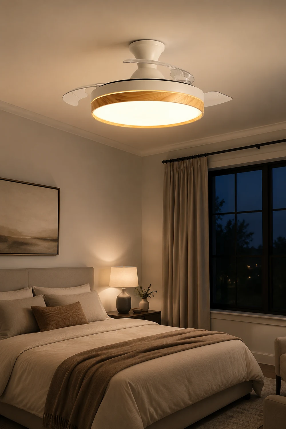 Morandi Ceiling Fan with Light, 4 Color, DIA 35.8"/42.1" - Lumpaz