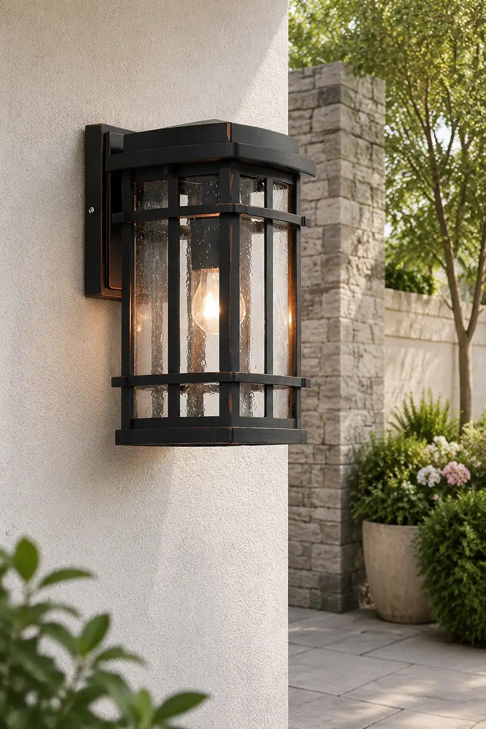 Retro Simple Waterproof Bubbles Glass Shade Modern Outdoor Wall Light - Lumpaz